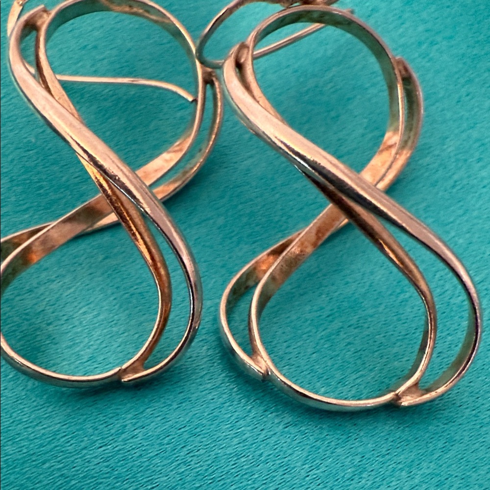 Elegant Silver and Gold Infinity Earrings - Picture 2 of 3